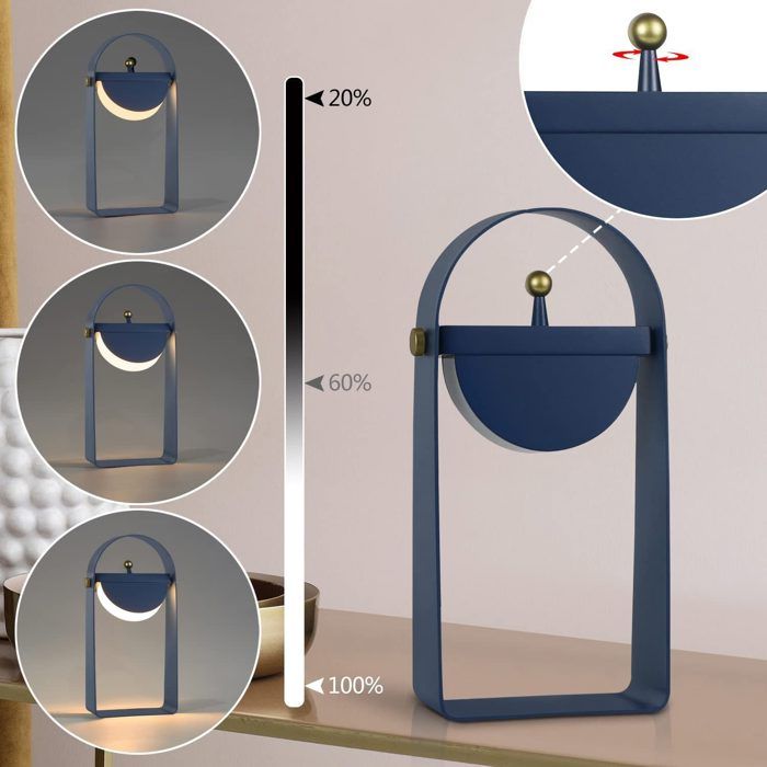 Lampe de table LED - NETTLIFE - 4 anneaux - Noir - Diam. 52 cm - Intensité variable télécommande