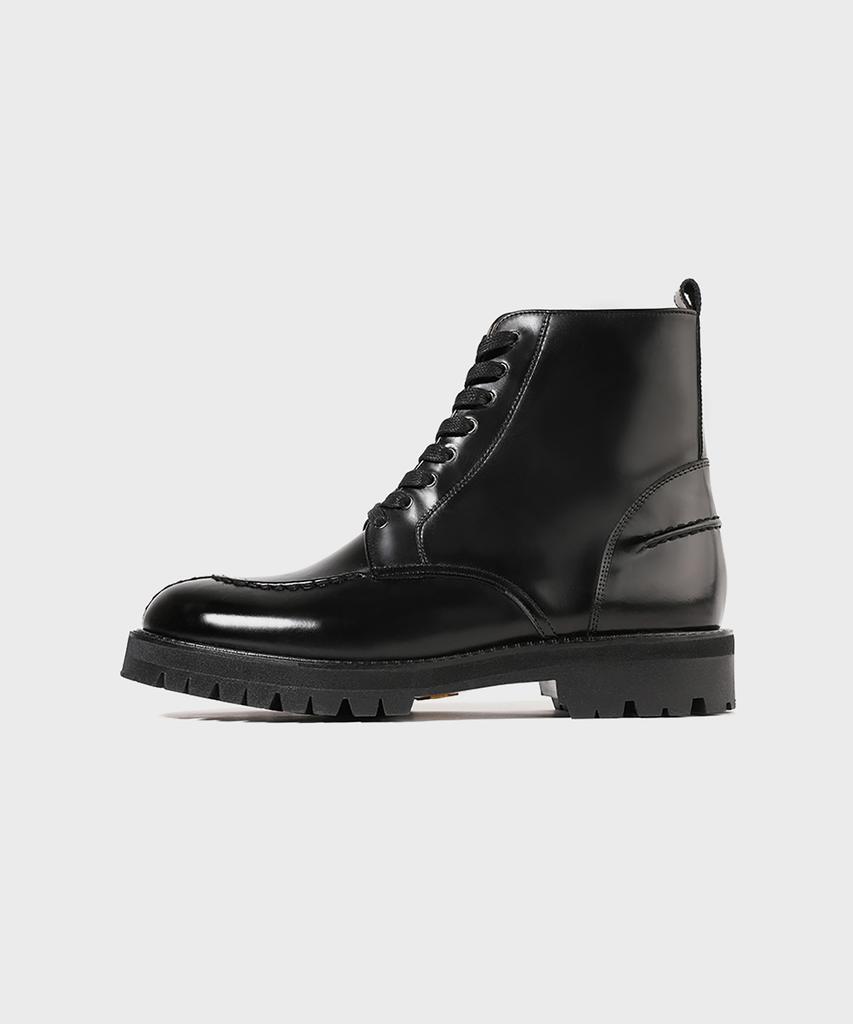 FIRENZE ATELIER [Vibram] Y-Tip Line Hidden Zipper Lace-Up Boots 7600 [Black Box]