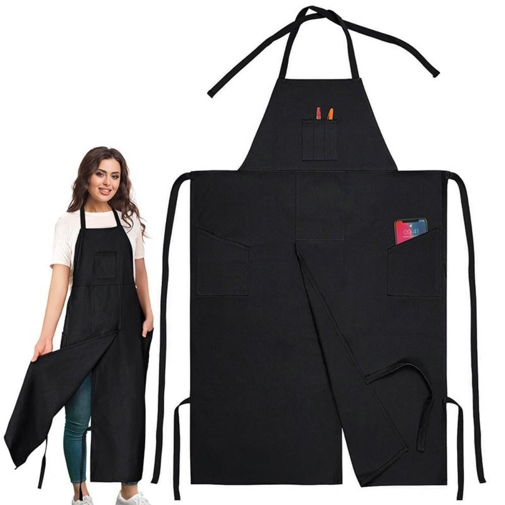 Washable Full Coverage Pottery Apron Adjustable Gardening Pinafore Split Leg Apron Washable