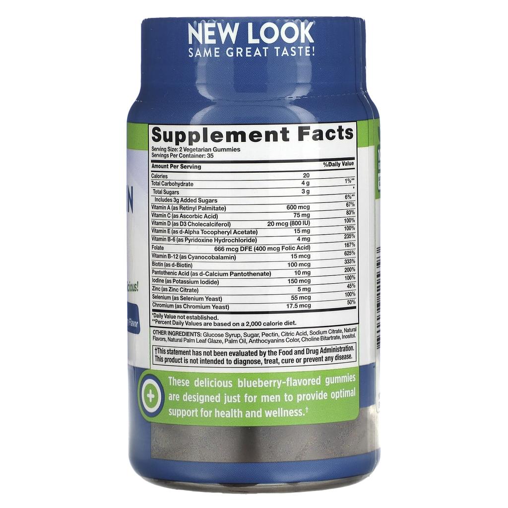 Nature's Truth Multivitamin for Men + B-12, D3, Zinc, Natural Blueberry, 70 Vegetable Gummies