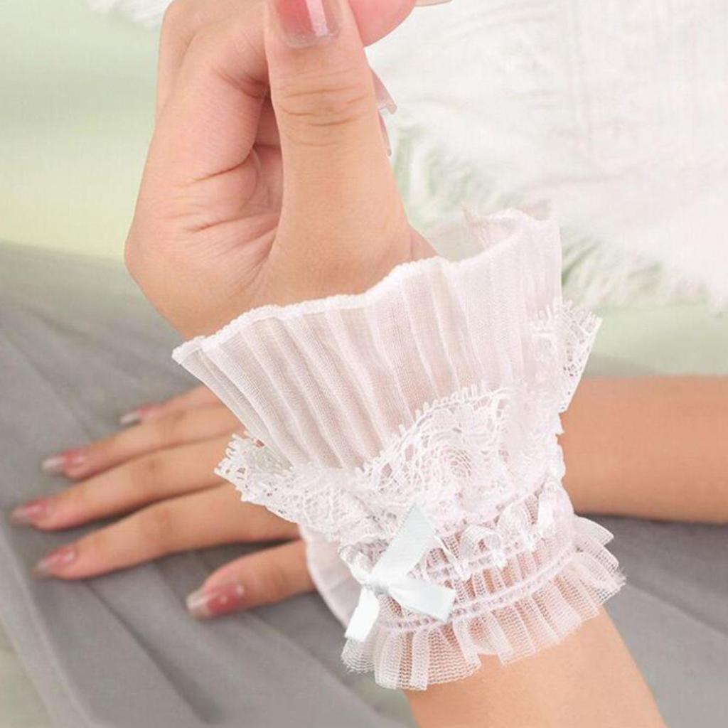 Short Multi Layer Lace Fake Sleeves Girl Ruffle Decoration Wrist Cuffs Fingerless Wedding Bridal Gloves Maid Cosplay Bracelet