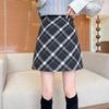 Woolen Skirt Autumn and Winter Retro New Style for Women with High Waist Slimming A-line Plaid Hip-pack Skirt