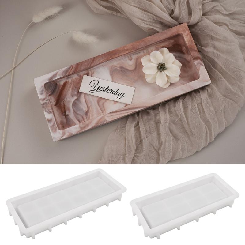 Силиконовые формы-поддоны для смолы DIY Прямоугольная форма для эпоксидной заливки Подставка для украшений Форма для блюда Декоративная форма для подноса для свечей