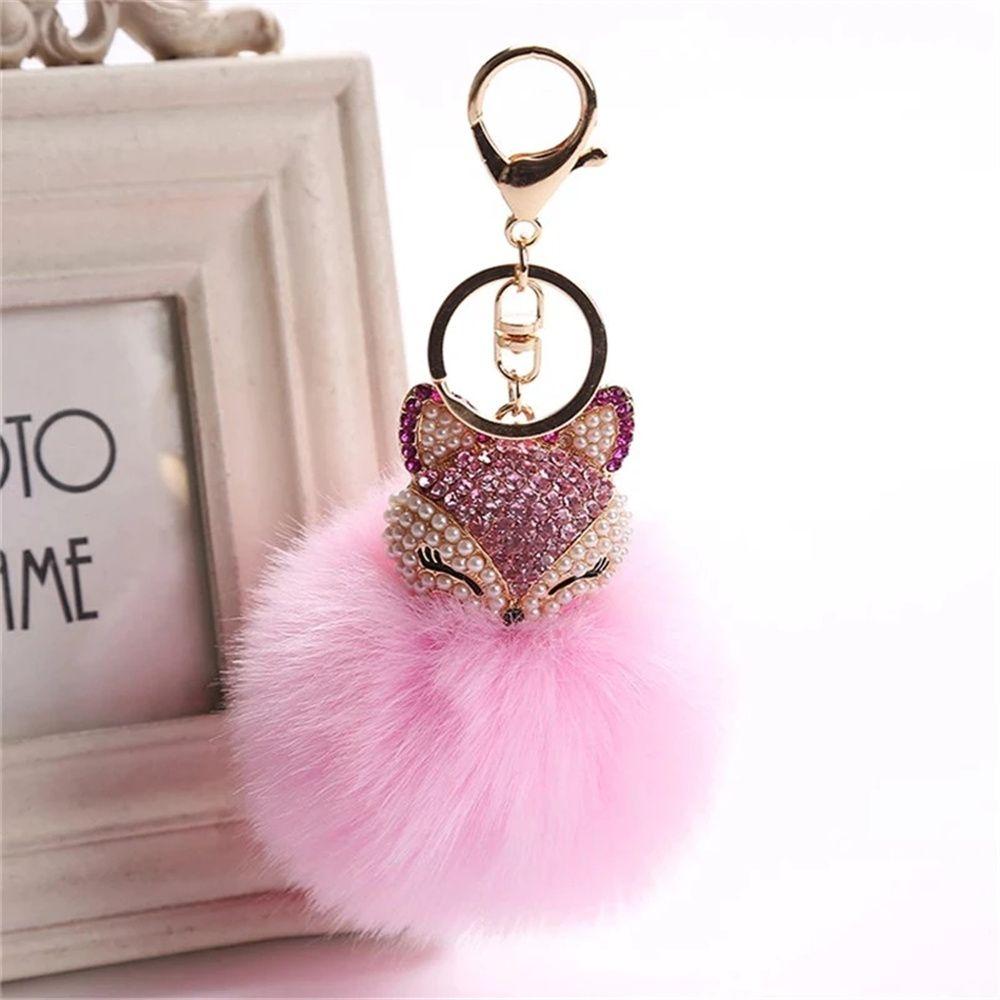Bag Pendants Women Gifts Pearl Pendant Key Ring Car Key Chain Fur Keychain Fur Ball Keychain
