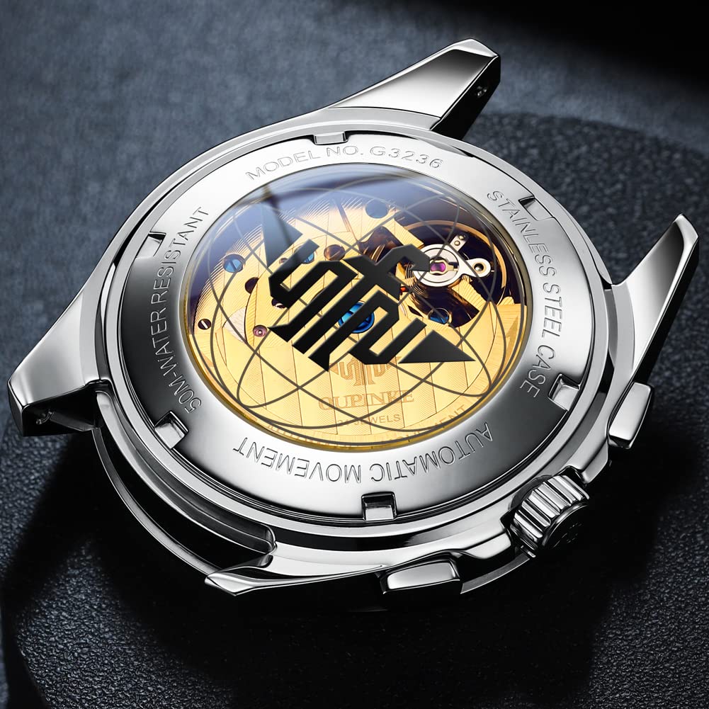 OUPINKE Watch Automatic Mechanical Watch Easy To Read Dial Waterproof Watch Calendar Automatic Manual Winding 40MM Hollow Dial Men's - Men's - -