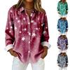 Женская рубашка-блузка с принтом и пуговицами, длинный рукав, повседневный базовый рубашечный воротник, обычный топ