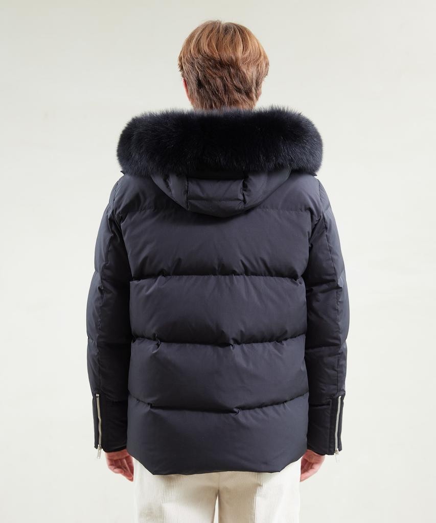YUJEEOT Fox Fur Goose Down Jumper Black
