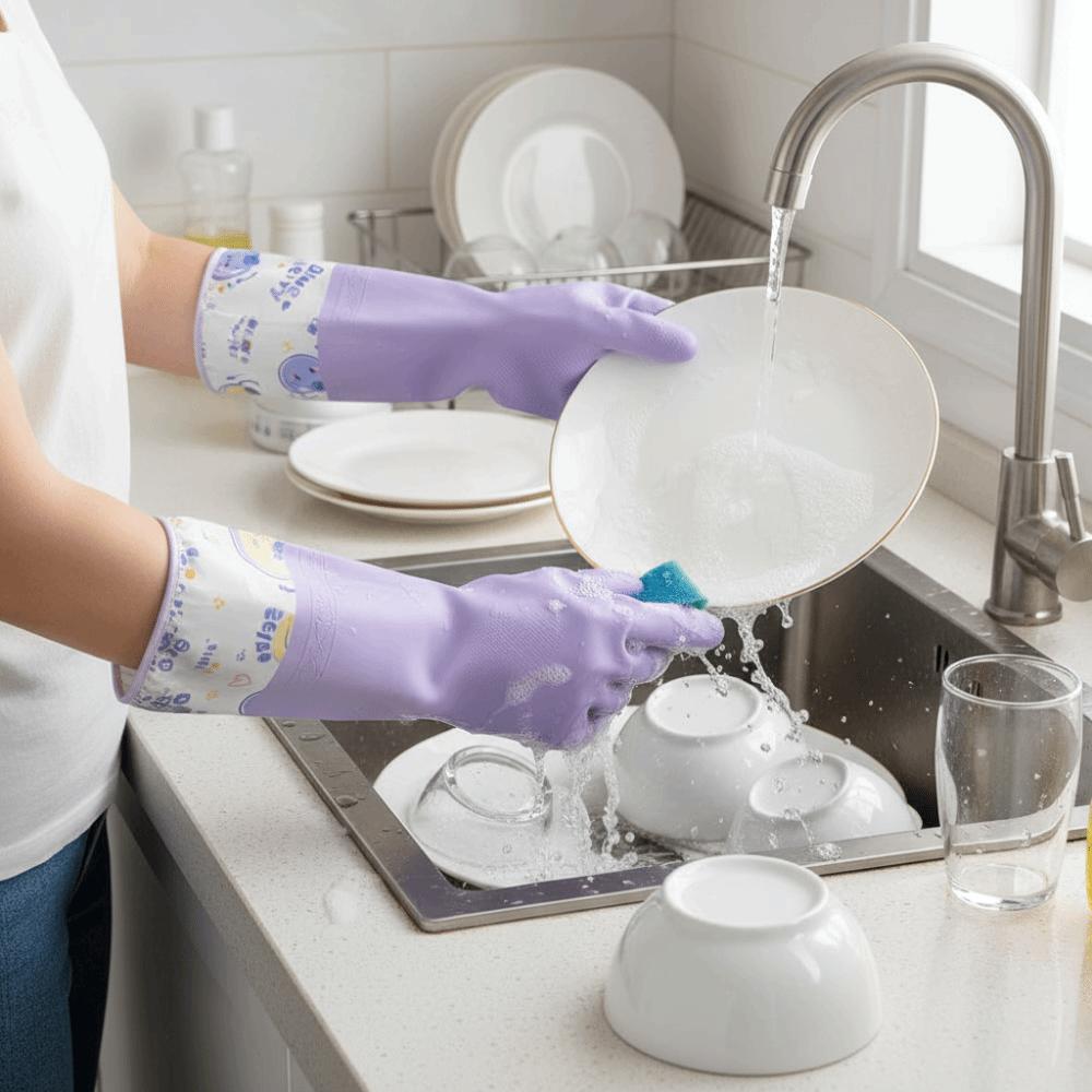 Waterproof Dishwashing Gloves Fleece Lined Scrubbing Gloves Winter Gloves Outdoor Cleaning