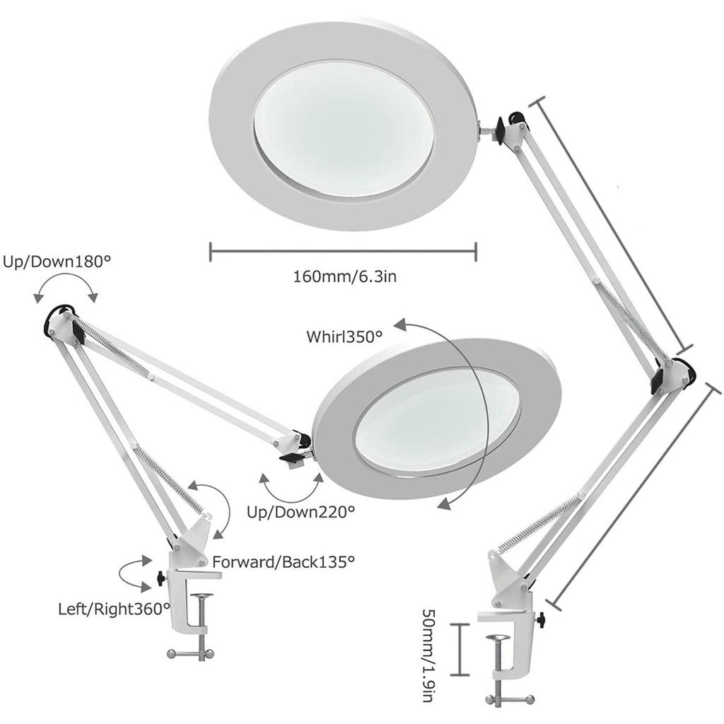 3 цветовых режима, источник питания USB, подсветка, лупа, складная 10-кратная лупа, настольная лампа, светодиодные лампы для чтения