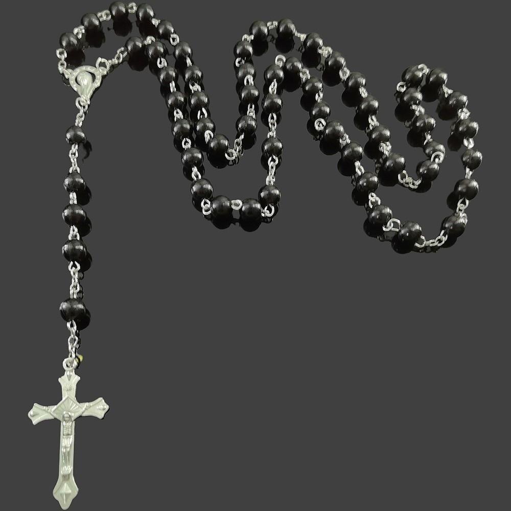 Long Religious Jewelry Set Imitation Pearl Christian Bracelet Cross Pendant Necklace Daily Wear