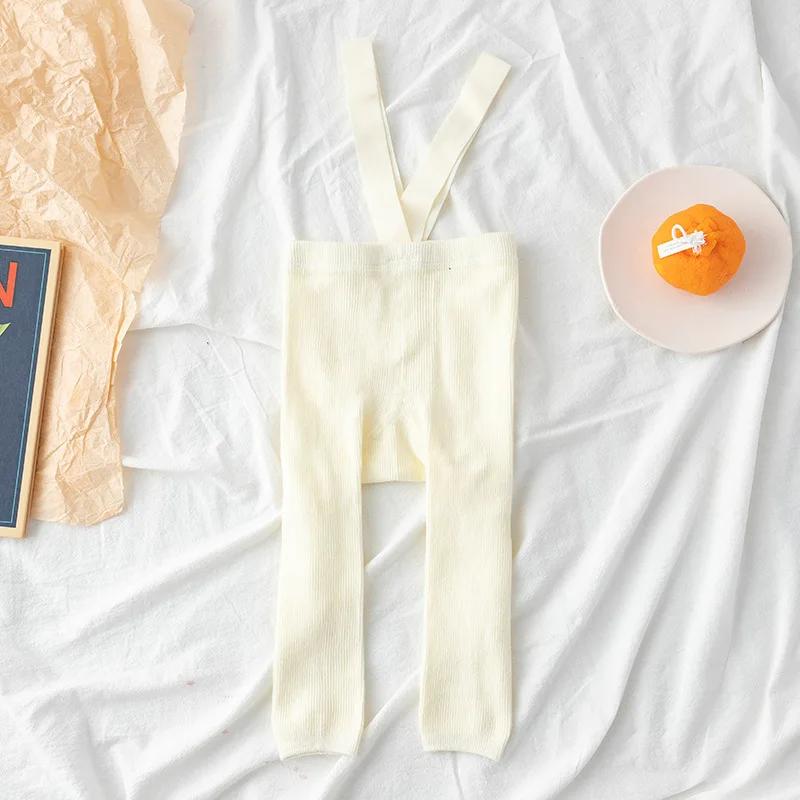 Колготки на подтяжках для младенцев, весенне-осенние колготки для маленьких девочек и мальчиков, одежда для маленьких девочек, бандажные леггинсы с высокой талией и перек...