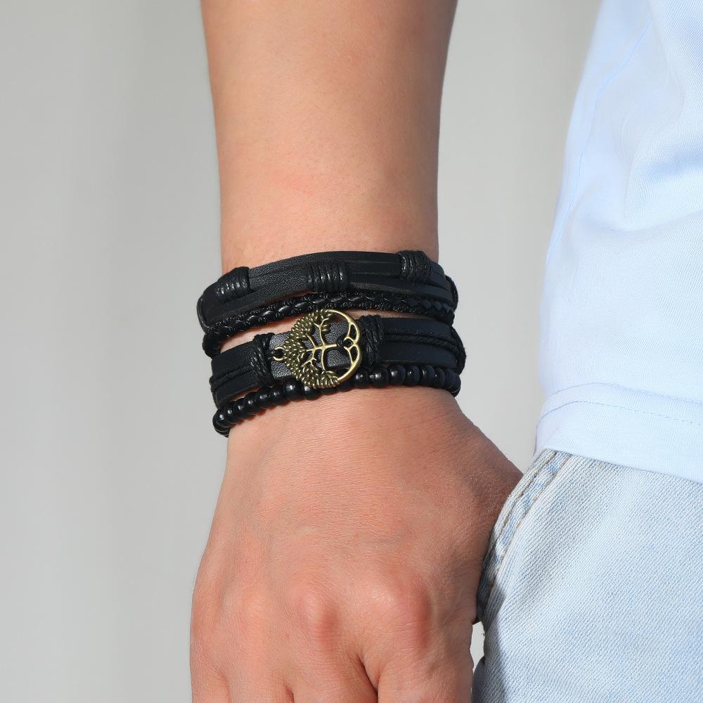 9 Styles Vintage Leather Bracelet for Women Men Woven Bracelet Set Punk Style Men's Multi-layer Braided Bracelet Charm Jewelry Gifts