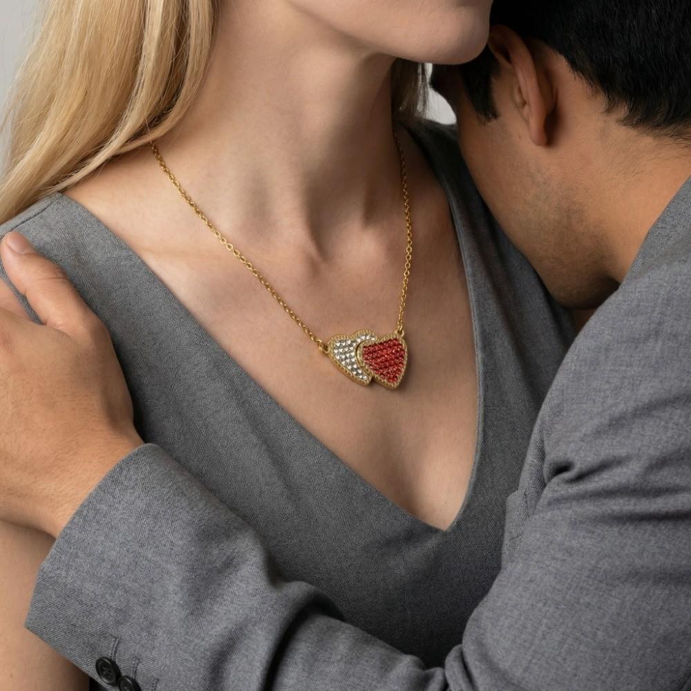 Magnetic Love Heart Pendant Necklace Rhinestone Heart Necklace Valentine's Day Gift