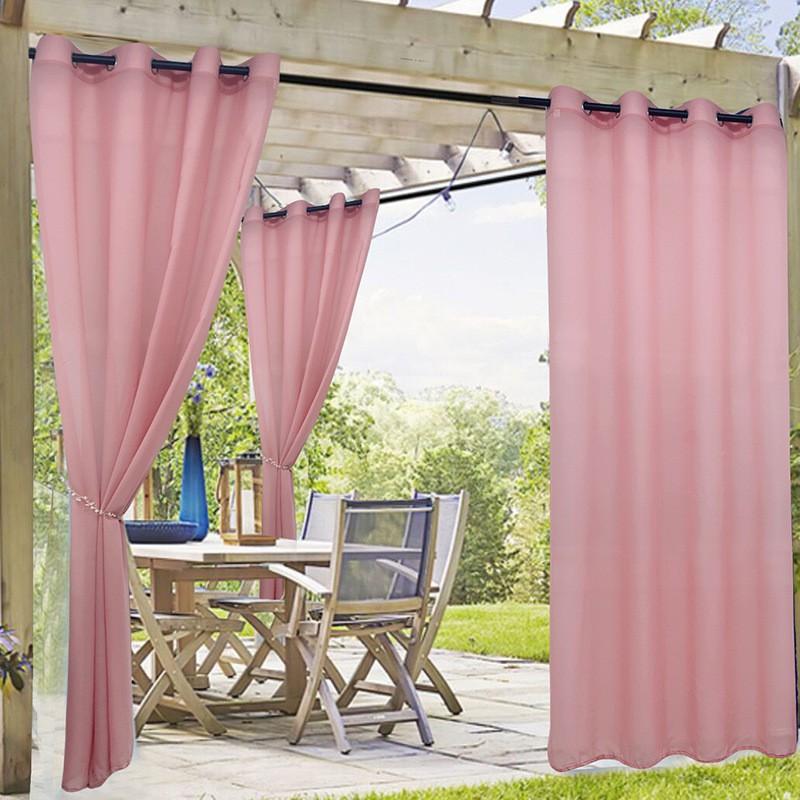 Outdoor Waterproof Sheer Curtain Solid Color Punch Hole Living Room Bedroom