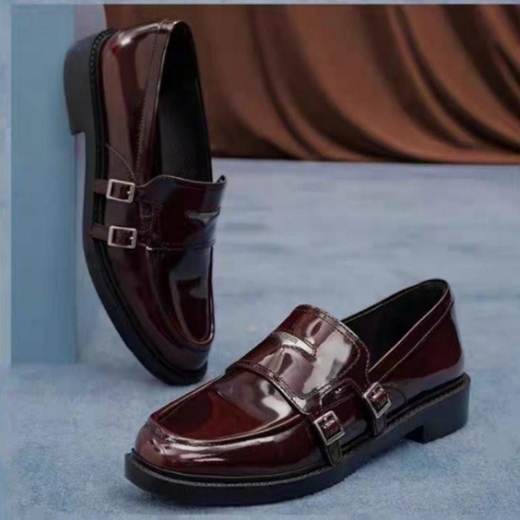 Женские кожаные туфли в британском стиле Весна Осень Новые Толстая подошва Увеличение роста Черные Натуральная кожа Плоский каблук Мэри Джейн