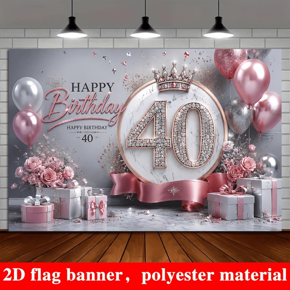 One 2D flag a banner background for a 40th birthday party. Made of polyester material.