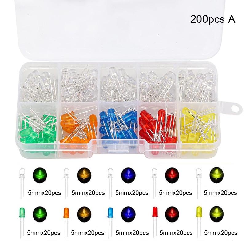 Light Emitting Diodes 5 Colors Electronic Components 3mm LED / 5mm LED Assorted Color DIY LED Light Emitting Diodes Set
