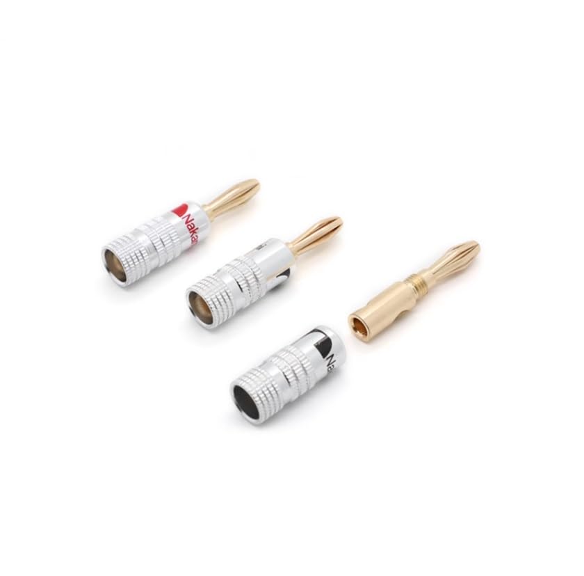 Nakamichi Banana 24K Gold Plated for MINAKIKO Binding Posts 6 12 Plugs, (Quantity Selectable), Speakers, 4mm, (6 Red, Black, Total)