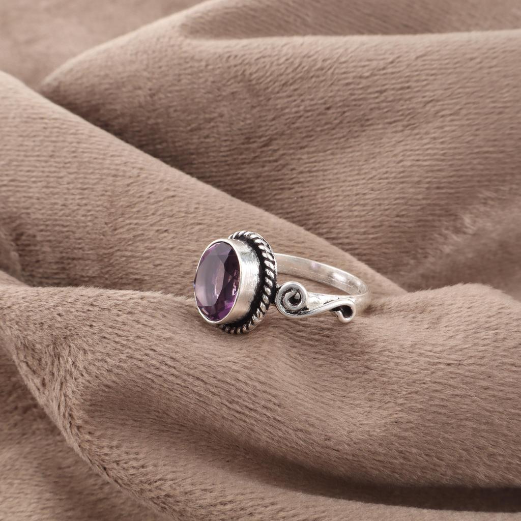 African Amethyst Ring, 925 Solid Sterling Silver Gemstone Jewelry, Handmade Ring, For Thanksgiving Gift