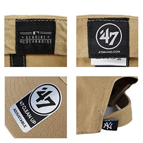 '47 Brand 47 Cap Yankees Men's Women's Cleanup NY Logo CLEAN UP CAP MENS LADIES Hat Low Cap MLB NEW YORK YANKEES Charcoal Free Size