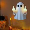 LED Night Lamp Halloween Ghost Figurine Soft Warm Glow Cute Spooky Middle Finger Statue with Light Table Decoration