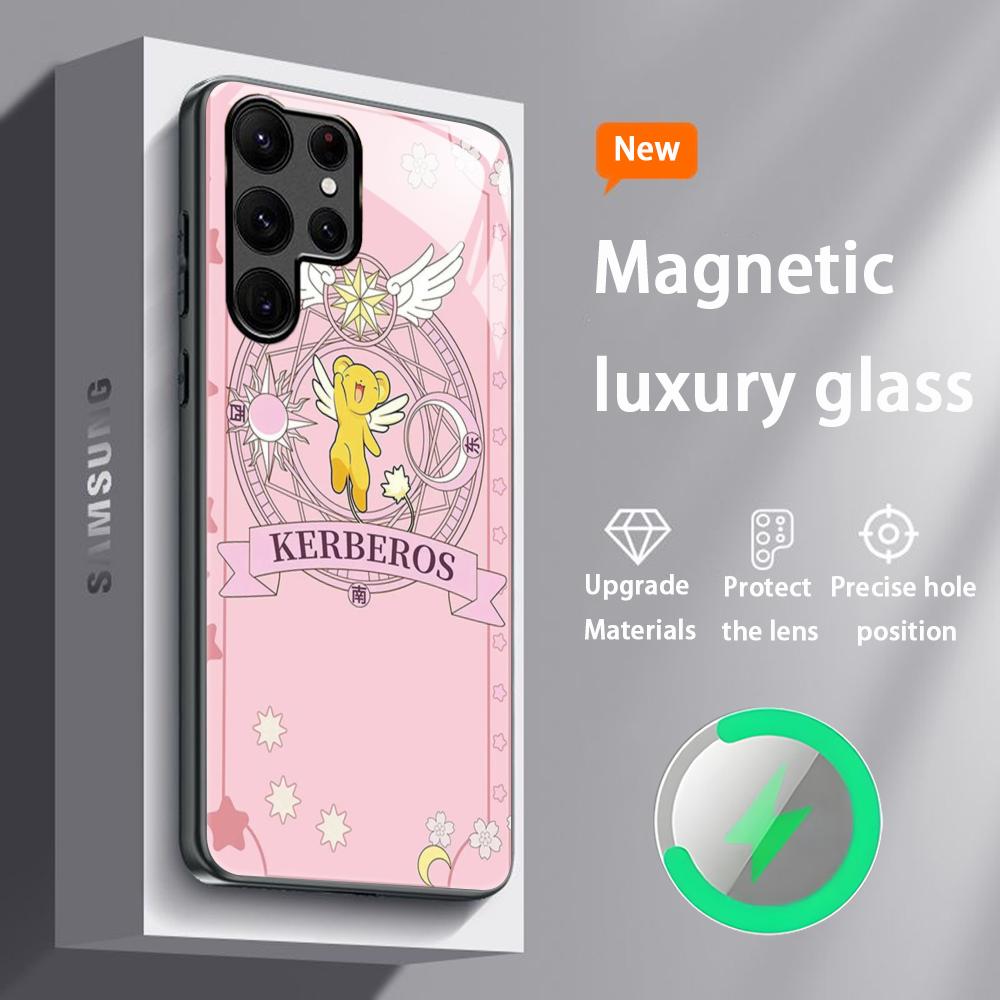 Прекрасный чехол для телефона Cardcaptor Sakura для Samsung S25 S24 S23 S22 S21 S20 Plus Ultra Note20 Стеклянный магнитный чехол