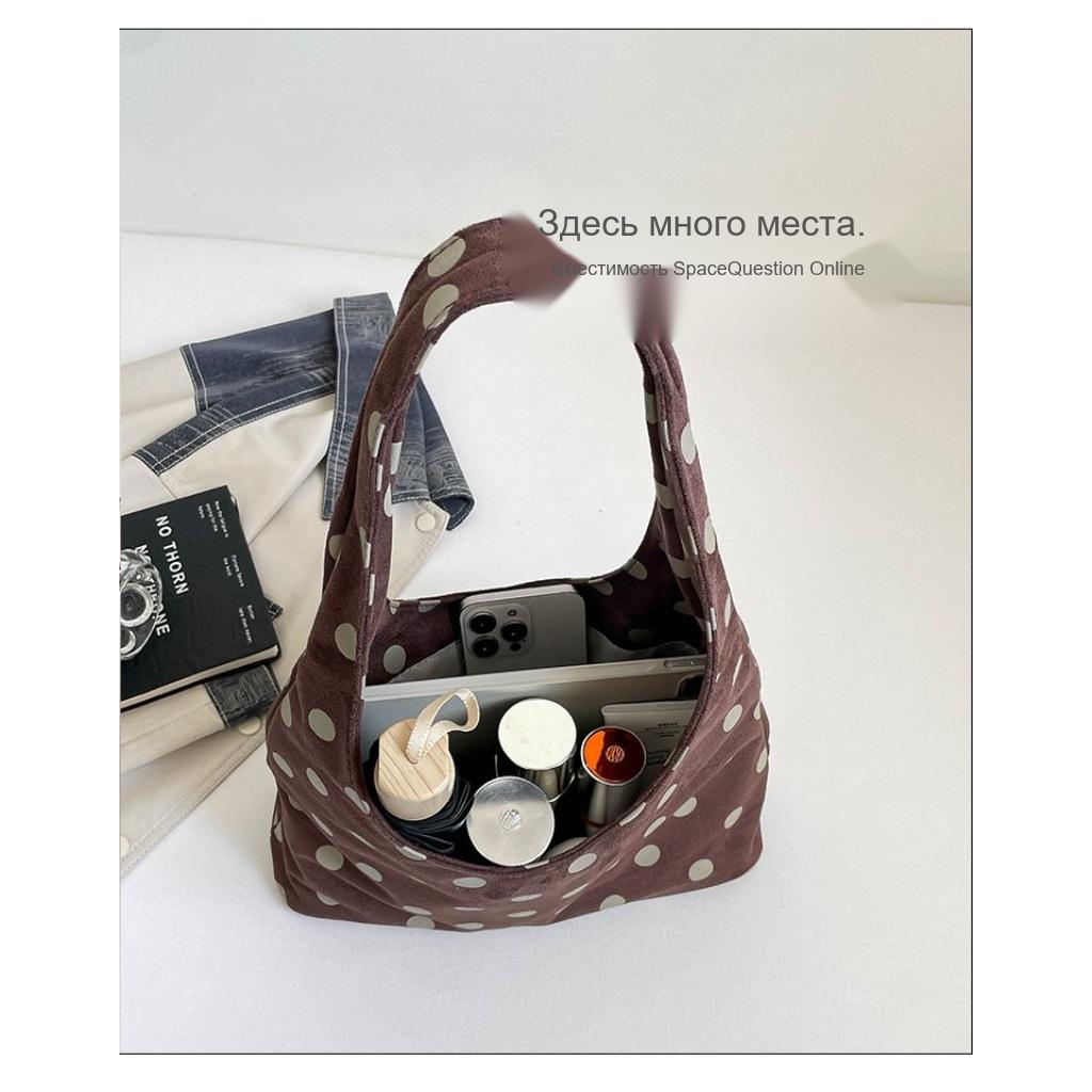 Shoulder Bag Women Fabric Polka Dot Large Capacity Daily Commute