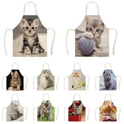 Кухонный фартук с милым котом, женский кухонный фартук, фартуки, кухонные аксессуары, кухонные фартуки, женский фартук