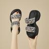 Cool Slippers Women's Summer Outer Wear 2025 New One-word Drag Muffin Thick-soled Heightening Sequins Fashionable Outer Wear Sandals