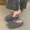 Thick-bottomed small man with inner height increase, gentle and cute, sheep curly hair, warm and velvet, one pedal, Muller cotton slippers.
