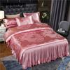 4pcs/set European-style Jacquard Bed Skirt Quilt Cover Sheet Double Bed Four Piece Set Wedding Home Textile Comfortable Bedding Set Quilt Cover Suit