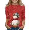 Рождественские топы с принтом для девочек-подростков 4-11 лет, футболки с круглым вырезом и рукавами 3/4, модные топы, нарядные футболки