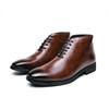 Fashion Size 38-48 Retro Men Ankle Boots Black Brown High Quality Printed Block Leather Shoes Business Office Fashion Brand Boots Men