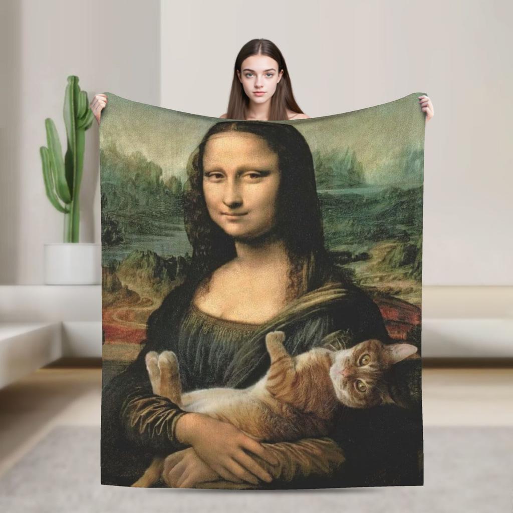 Funny Toilet Paper Mona Lisa Blankets Spring Warm Cozy Bedding Throws For Adults Living Room Flannel Bedspread Bed Cover