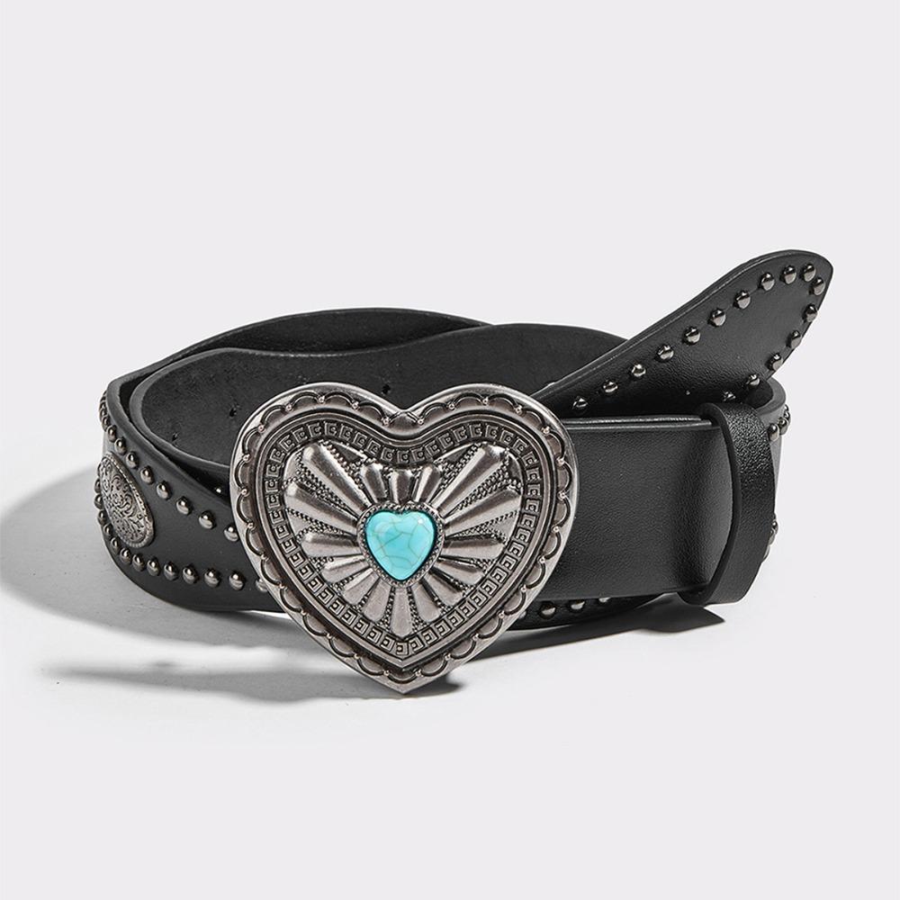 Korean Style Wide Waistband Metal Buckle Y2K Girl Waistband Simple PU Leather Rivet Belt  Men