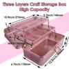Glitter Three-Tier Fold Out Plastic Storage Case Hand Carry Divided Organizer for Makeup Nail Art Small Hardware Craft Accessori