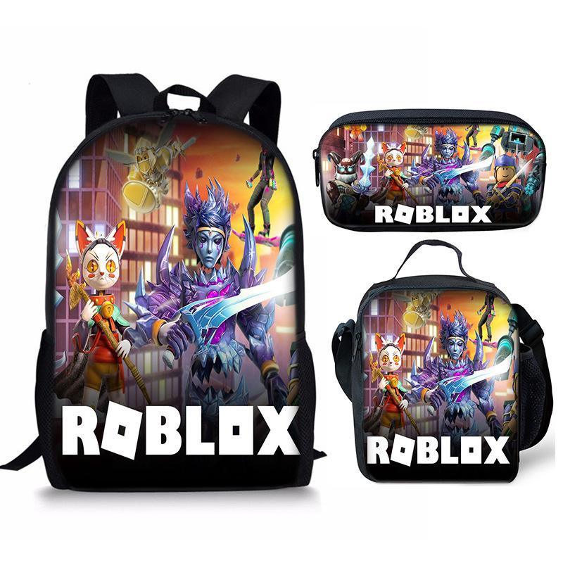Новый рюкзак для школы Roblox с цифровой печатью, набор из трех предметов: рюкзак, сумка для ланча, пенал