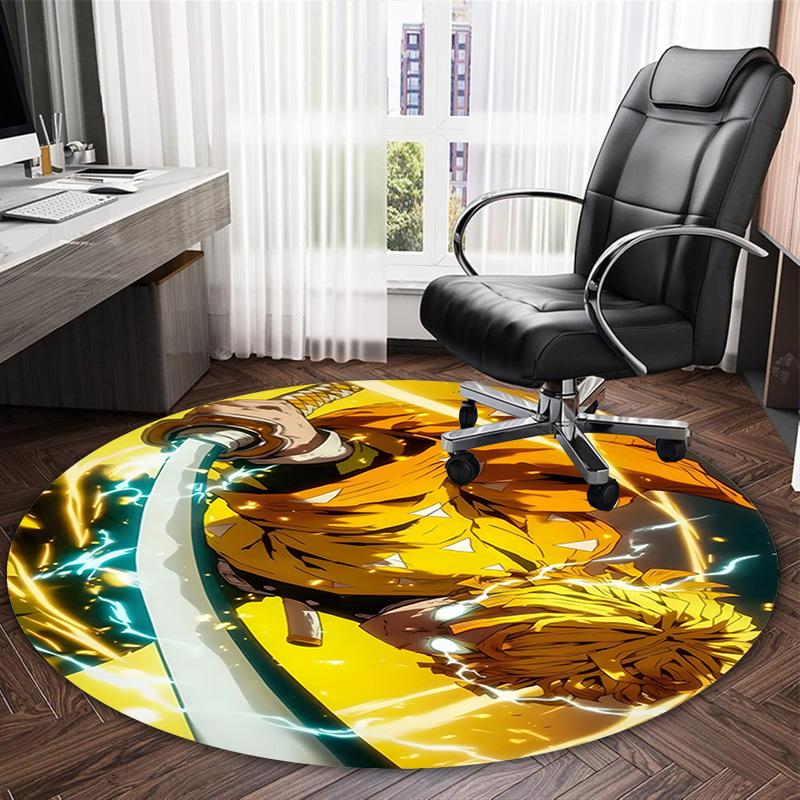 1pc Agatsuma Zenitsu Carpet, Round Rug, Comfortable, Suitable for Entryways, Living Rooms, Office, And Bedrooms, Christmas Decoration