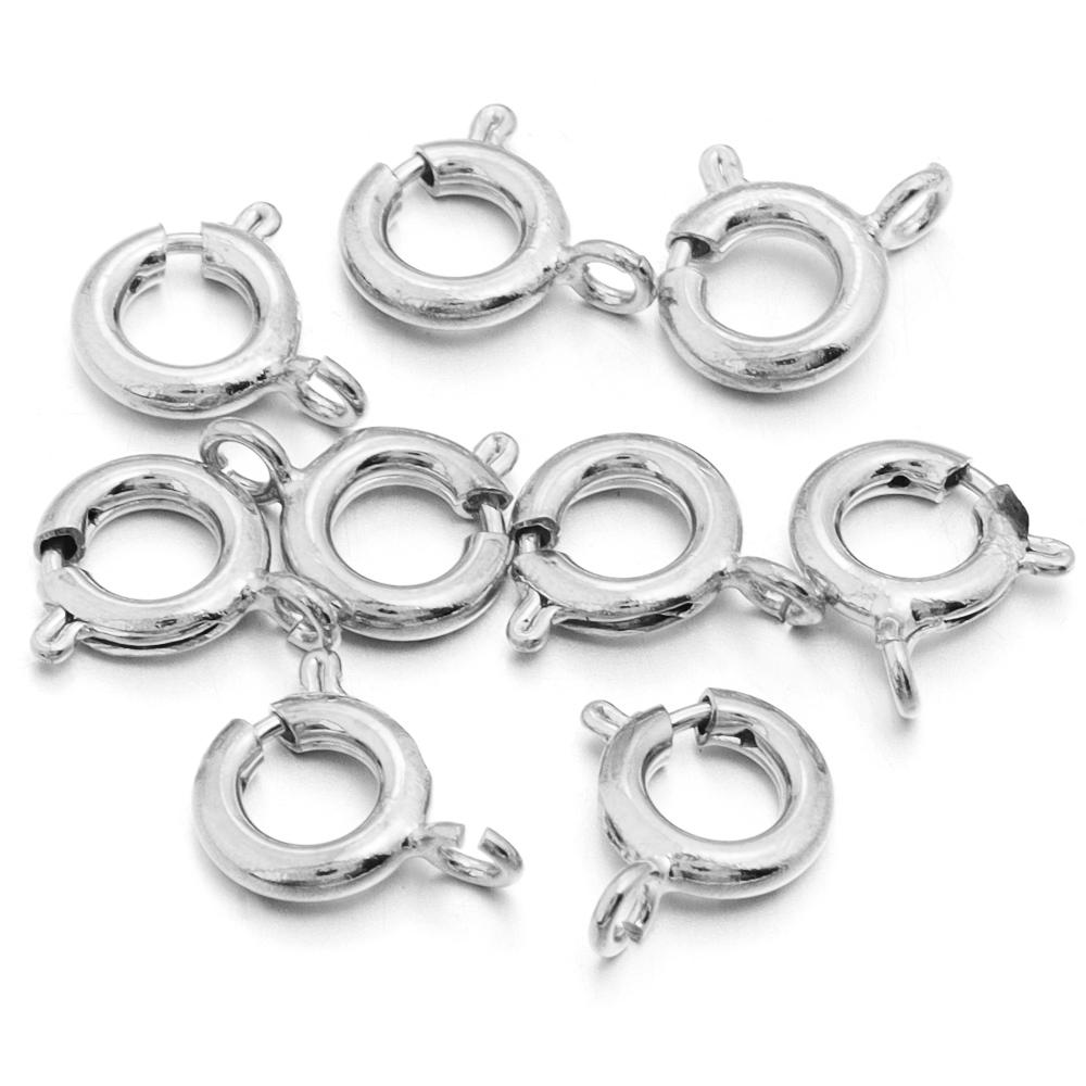 10pcs/lot Copper Round Spring Clasps Keychain Hooks Buckles End Connectors For Bracelet Necklace DIY Jewelry Making Accessories