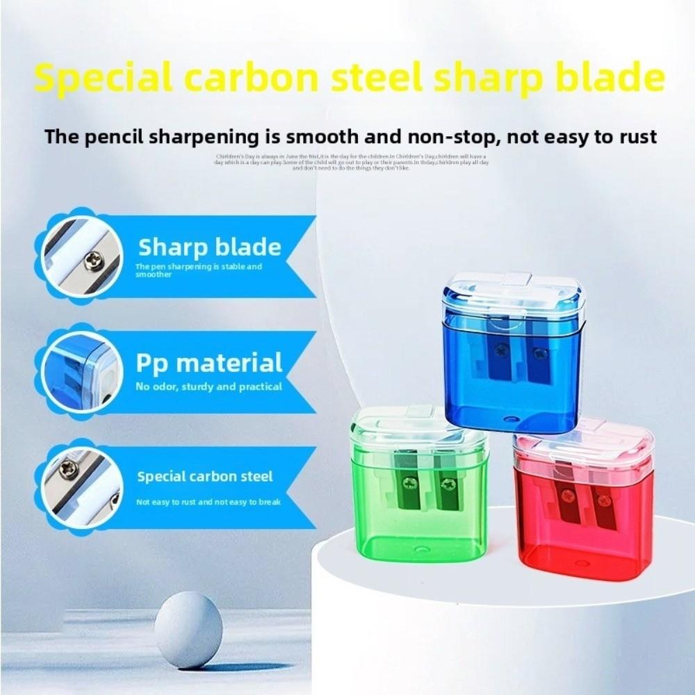 Dual Holes Pen Sharpener With Lid Pencil Sharpening Tool New Pencil Sharpeners  Student Stationery