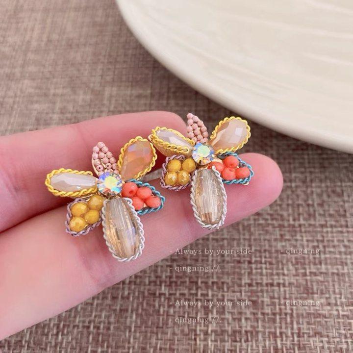 Серебряная игла контрастного цвета кристаллические квадратные серьги модные маленькие пусеты легкая роскошь высокий стиль Мори новые серьги женские