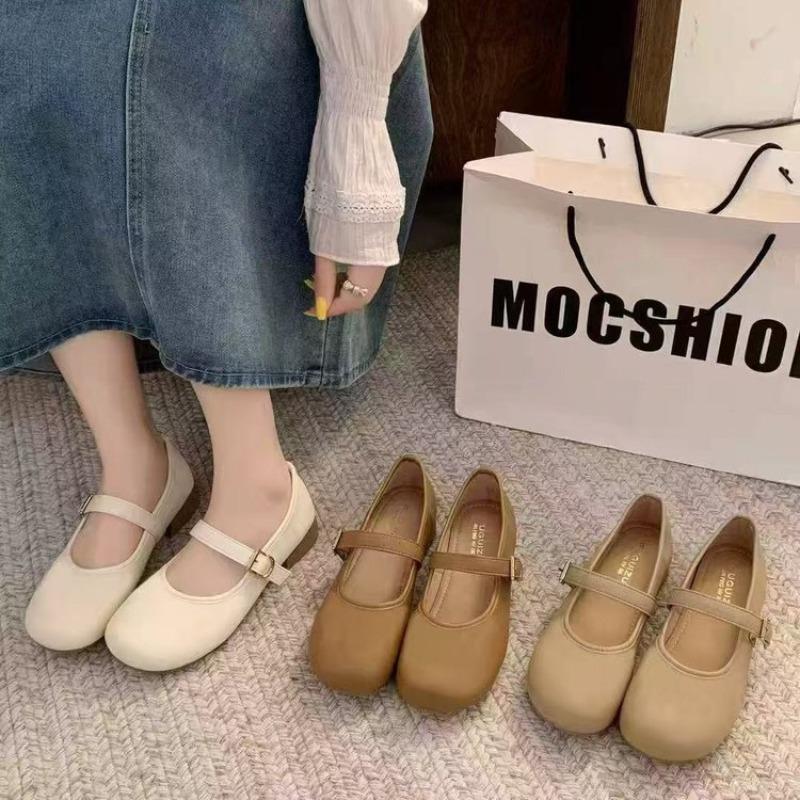 Огромные мягкие и удобные в носке одинарные туфли женские весенне-осенние с круглым носком и квадратной пряжкой женские туфли с внутренней платформой бежевые туфли Мэри Джейн