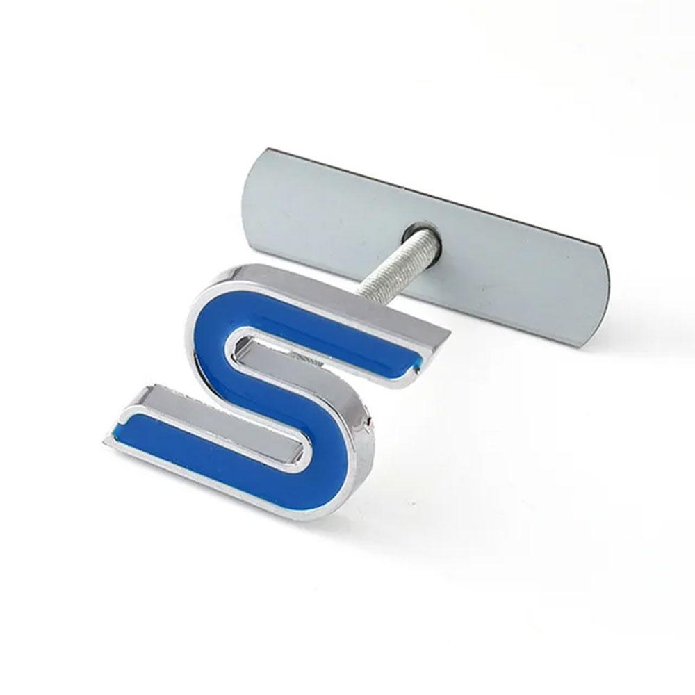 3D Metal Letter S Logo Car Front Grille Emblem Badge Rear Trunk Stickers Decal For Ford Focus Fiesta Escape Ecosport Kuga Mondeo
