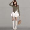 New Arrivals Open Run Women Lovely Pintuck Shirring Flare Mini Skirt