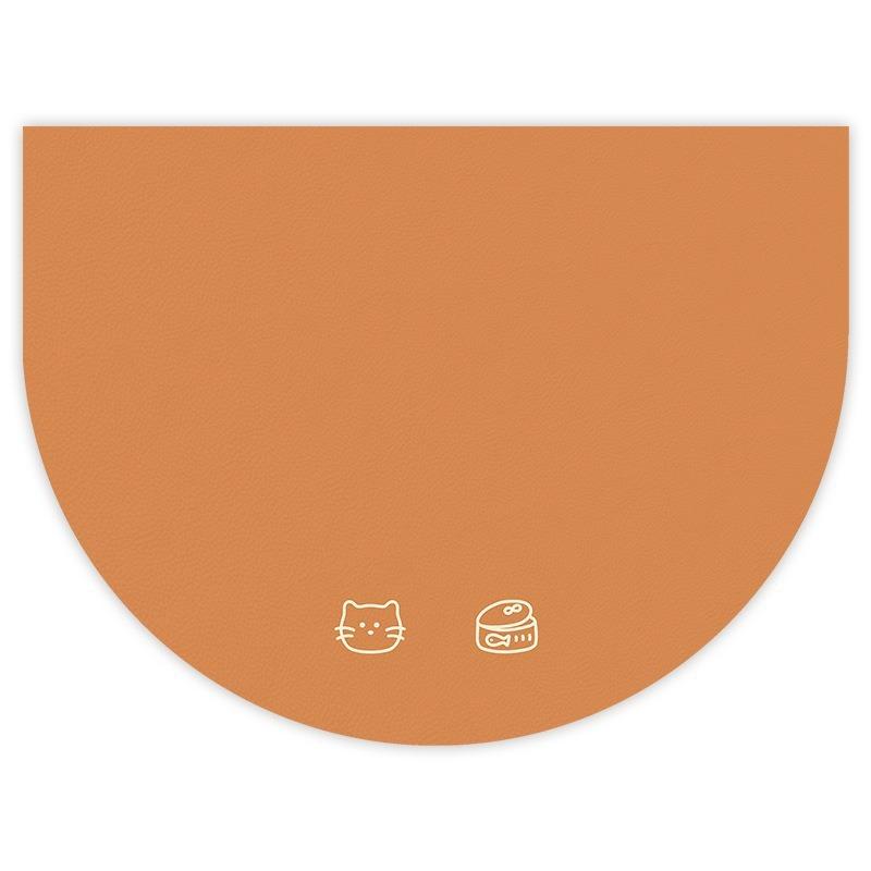 Minimalist PU Leather Pet Feeding Mat Waterproof Easy‑Wipe Non‑Slip Simple Cartoon Mat For Cat Dog Feeding Area
