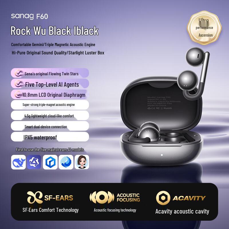 Спортивные Bluetooth-наушники SANAG F60 с открытым ухом, на зажиме