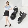 [Same As In the Mall] Pearl Buckle Sponge Cake Bottom Wedge Fashion Sandals