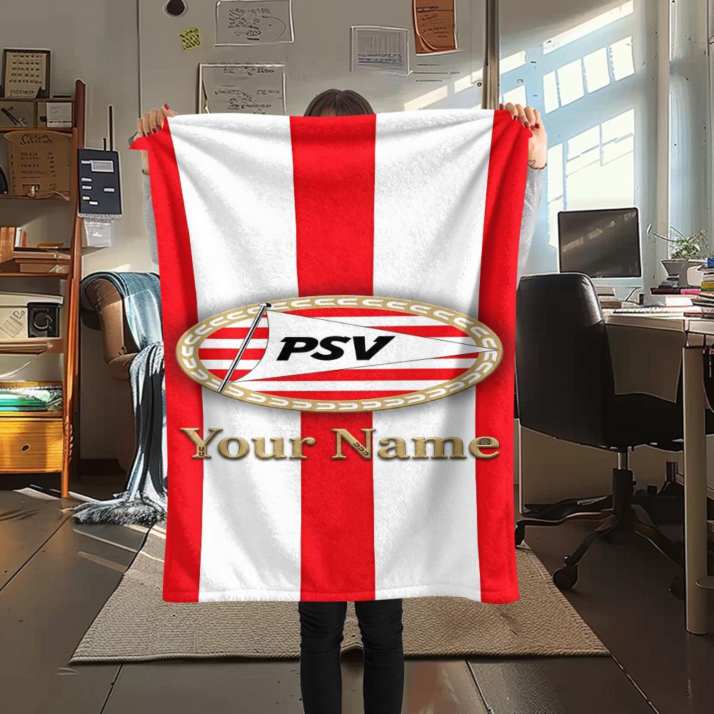 1PC Custom Name PHEilips Sport Vereniging Patterned Flannel Blanket for Home Decor Warmth and Comfort Gifts Holiday Present -HE173