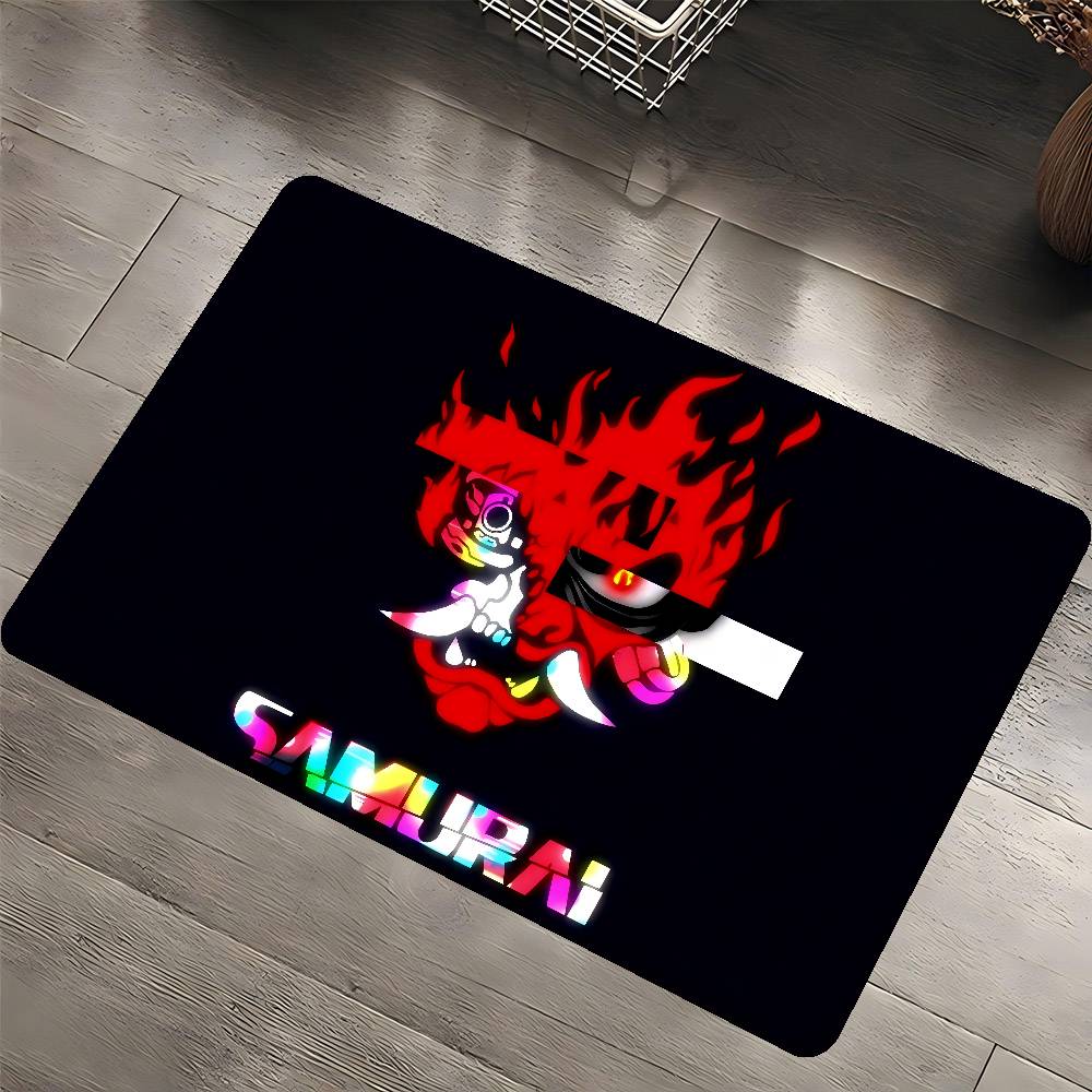 C-Киберпанк Самурай Логотип Коридорный Ковер Моющийся Нескользящий Коврик для Зоны Дивана и Кресел в Гостиной Кухонный Коврик Входной Коврик Ковер