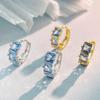 Серьги из стерлингового серебра S925 с покрытием из 18-каратного золота, Геометрическая синяя кубическая циркония, Ретро универсальный дизайн